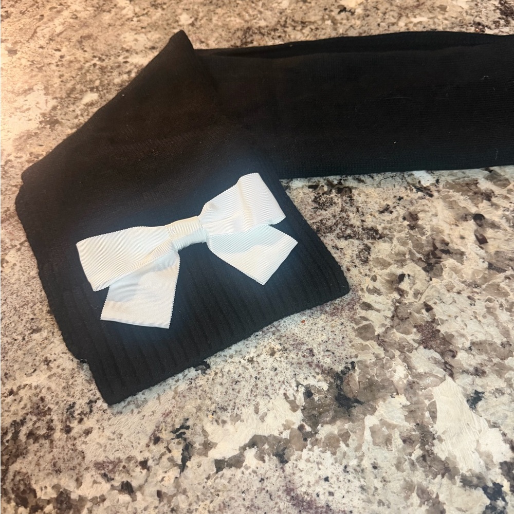 Black Scarf with White Bow Kate Spade